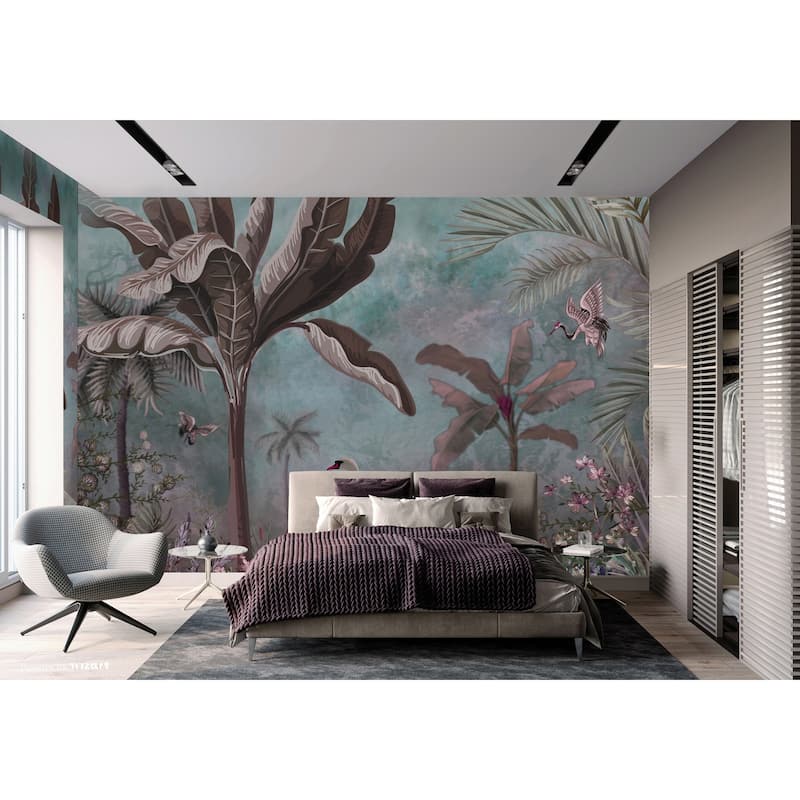 Swan and Palm Scenic Wallpaper Mural