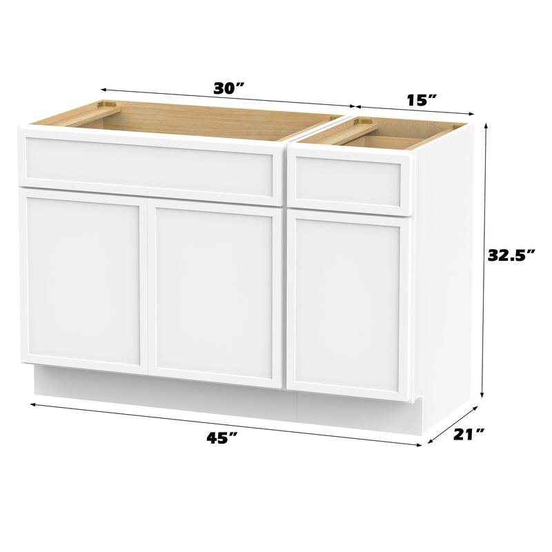 Vanity Art 45" Birch Freestanding Bathroom Vanity Cabinet without Top