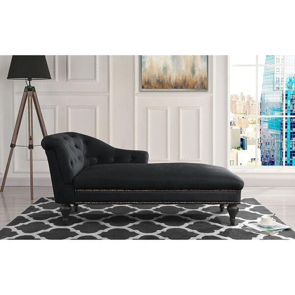 Elegant Victorian Inspired Chaise in Microfiber Velvet. Opens flyout.