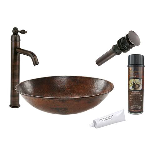 Premier Copper Products Vessel Sink, Faucet and Accessories Package