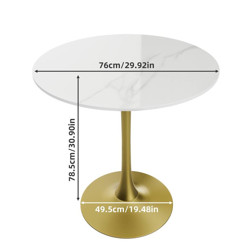 Round Dining Table Marble Modern Tulip Table Slate Tabletop with Metal Pedestal Base