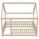 preview thumbnail 38 of 37, Full Size Wooden Floor Bed with House Roof Frame and Guardrails