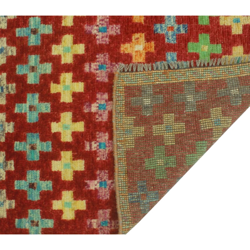 Balochi Afi Red/Green Rug - 3'4" x 5'1"