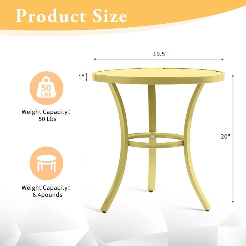 Metal Outdoor Round Side Table, Patio Coffee Bistro Table for Indoor Outdoor