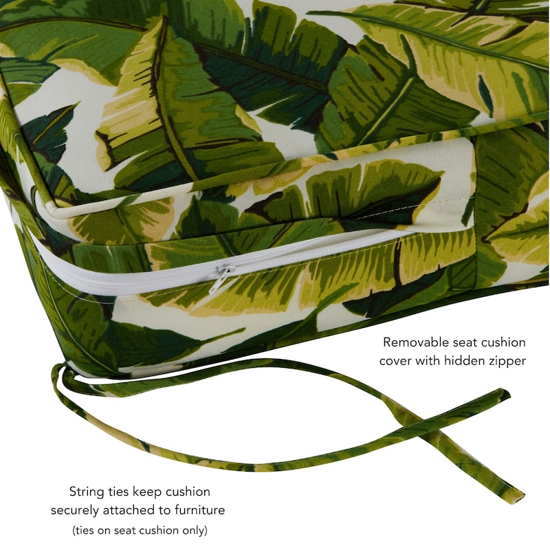 Palm Leaves White Outdoor 24-inch x 24-inch Premium Deep Seat Cushion Set (Cushions Only)