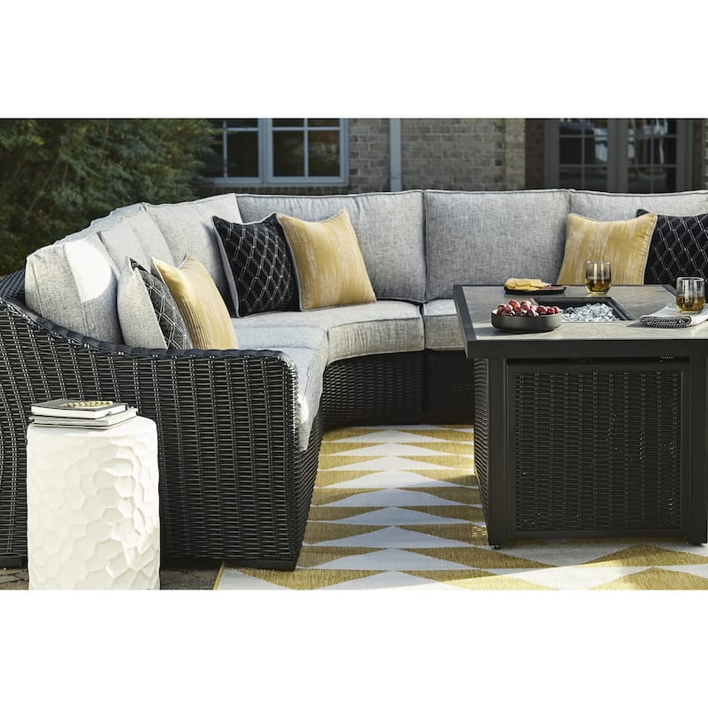 Signature Design by Ashley Beachcroft Black/Gray 3-Piece Outdoor Sectional - 145" W x 145" D x 35" H