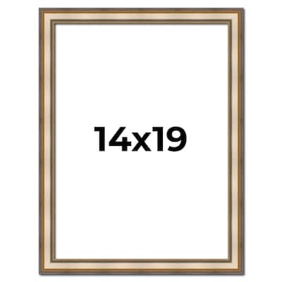 14x19 Frame Gold Solid Wood Shadow Box Width 1.5 Inches | Interior Frame Depth 2 3/8 Inches