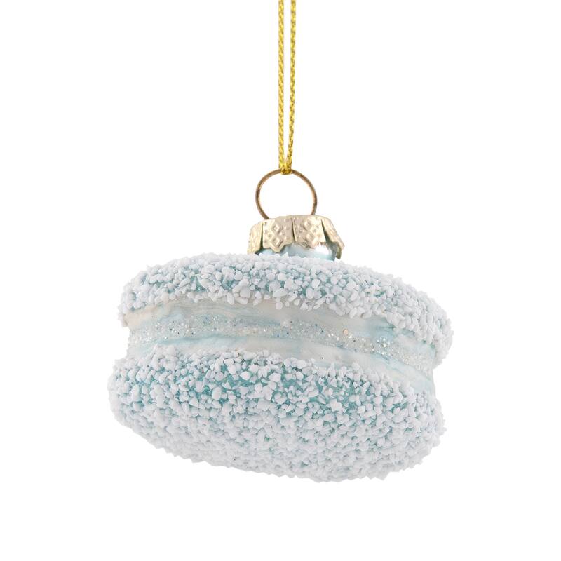 Macaroon with Sugar Glass Christmas Ornament - 2" - Blue