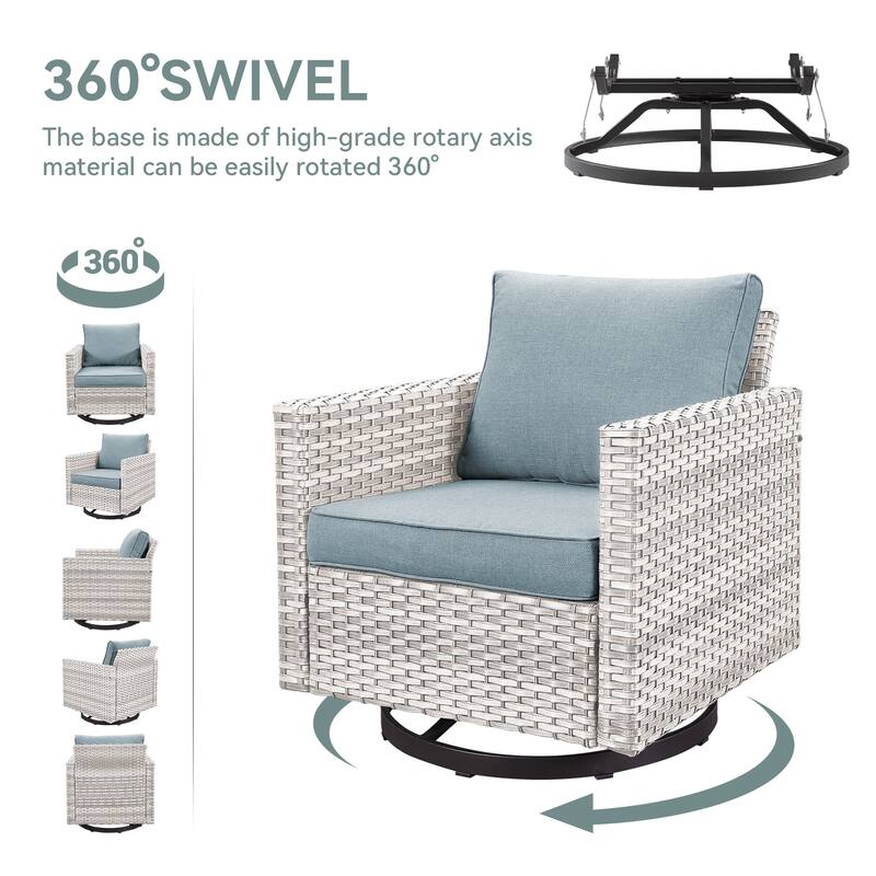 Gymojoy Wicker Swivel Glider Chair with 4 inch Olefin Cushions