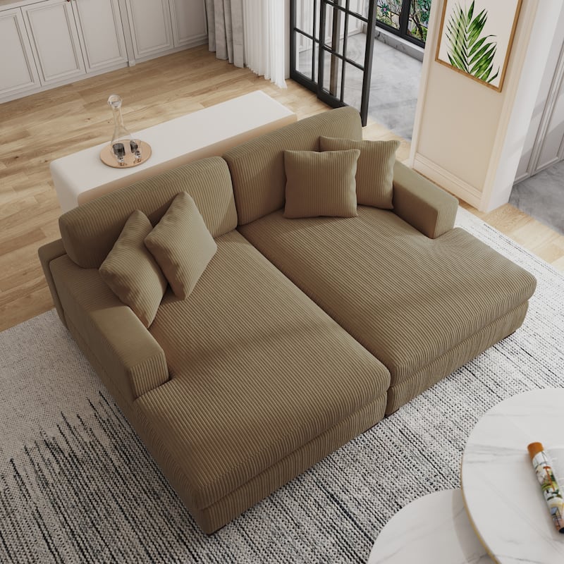 Oversized Modular Sectional Sofa Set with Pillows for Living Room - Camel/2 Chaise