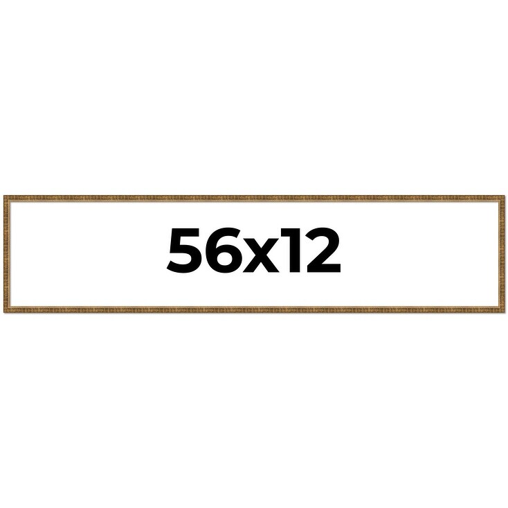 56x12 Frame Black Real Wood Picture Frame Kingsley Gold Distressed Photo Frame with UV Acrylic Foam Board Backing &