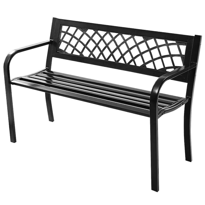 Costway Patio Park Garden Bench Porch Path Chair Outdoor Deck Steel