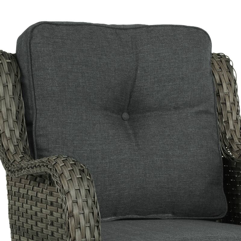 3 Pieces Outdoor Swivel Rocking Chair Patio Bistro Set with Side Table