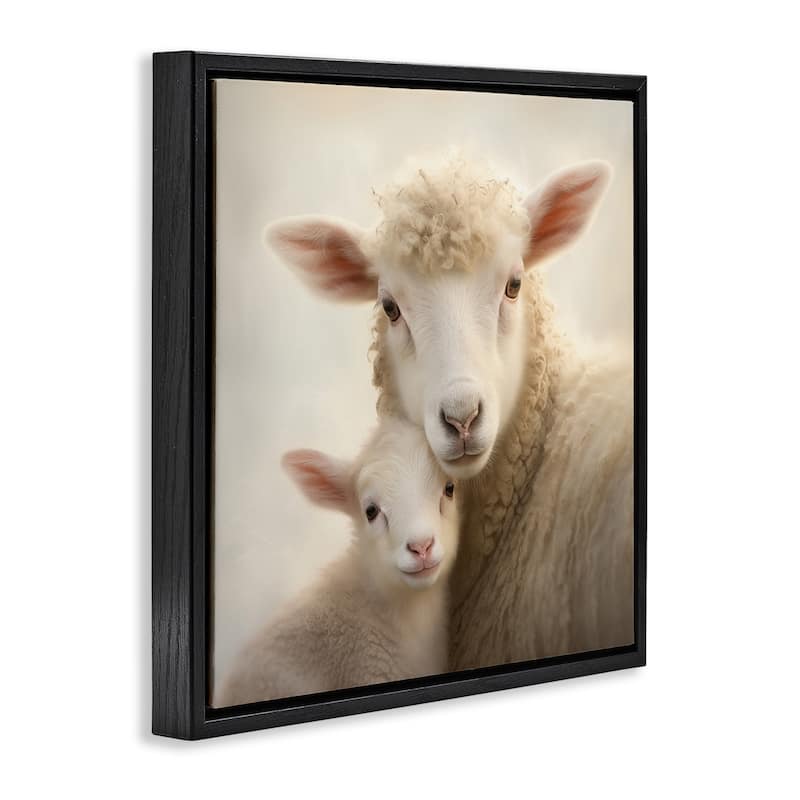 Stupell Lamb & Sheep Cuddles Framed Floater Canvas Wall Art Design By Heidi Kuntz