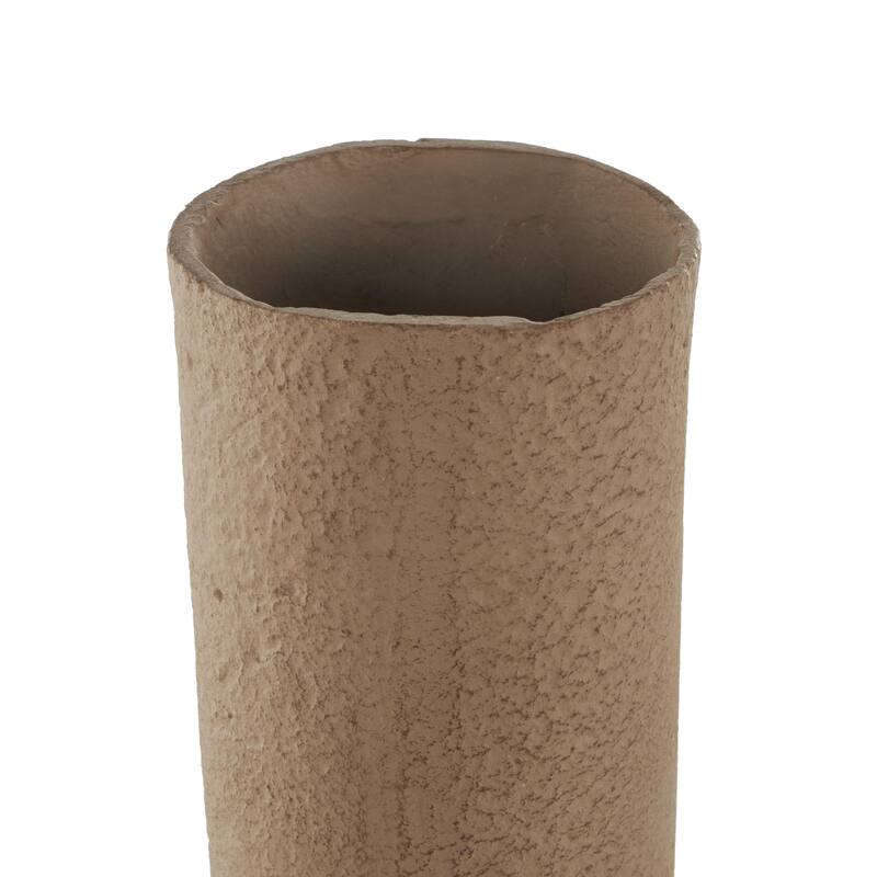 Paper Mache Abstract Distressed Textured Decorative Vase with Triangular or Geometric Handle - Brown - Roche River Decor