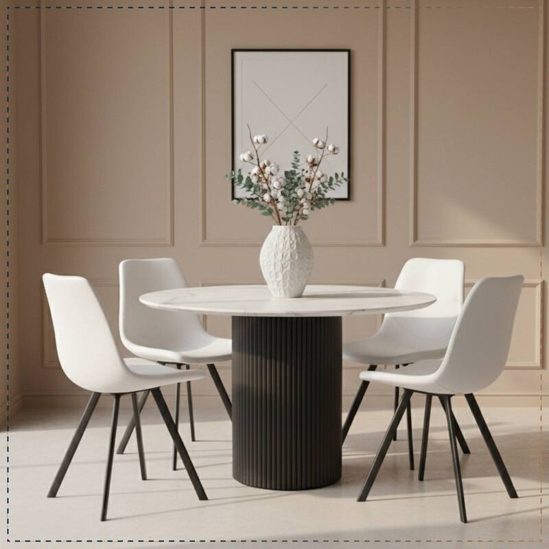 Markley Modern Ergonomic Leather Dining Chair with Black Steel Legs, Scratch-Resistant & Comfortable Kitchen Chair