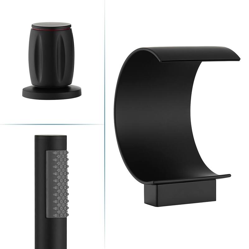 Altair Recea Triple Handle Deck-Mount Roman Tub Faucet with Diverter and Handshower