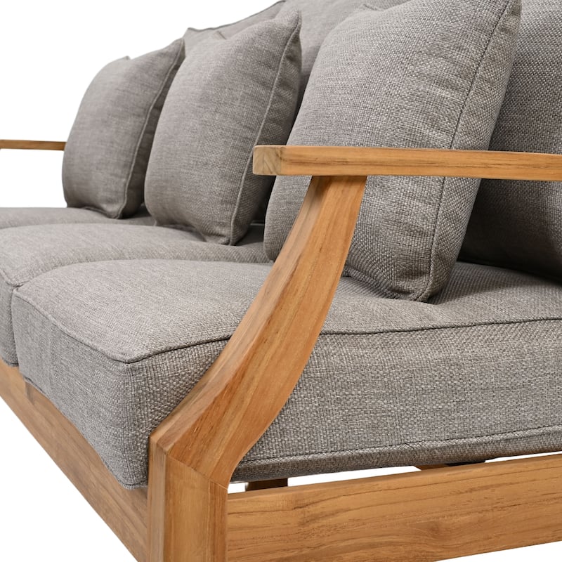 SAFAVIEH Couture Martinique Wood Patio Sofa - 82"W x 35"D x 32"H
