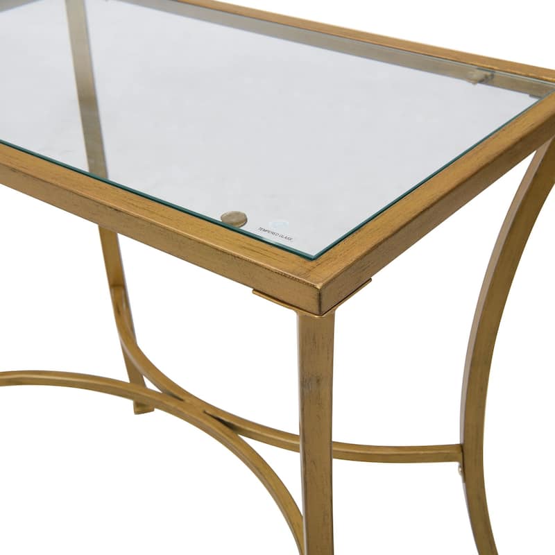 24" Antique Gold Rectangular Accent Table