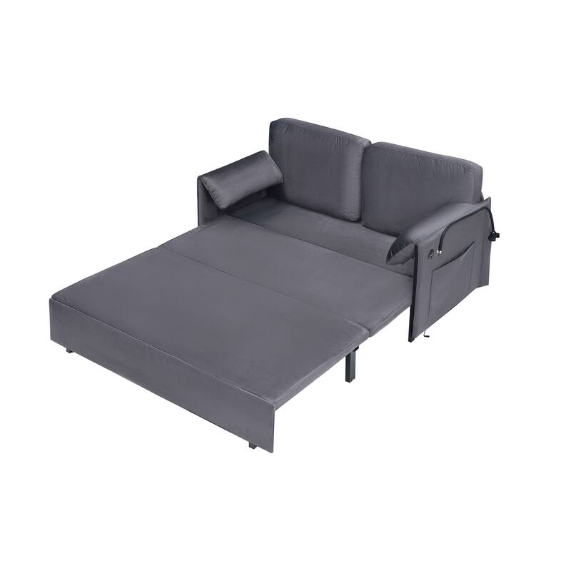 63"Large Folding Sofa Bed Velvet Multifunctional Double Sofa Bed,Suitable for Living Room