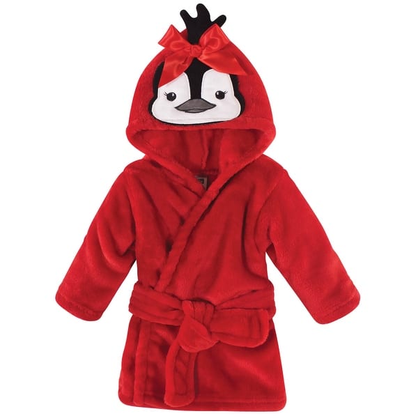 slide 1 of 1, Hudson Baby Infant Girl Plush Animal Bathrobe, Girl Penguin, 0-9 Months - Girl Penguin - 0-9 Months 0-9 Months - Girl Penguin
