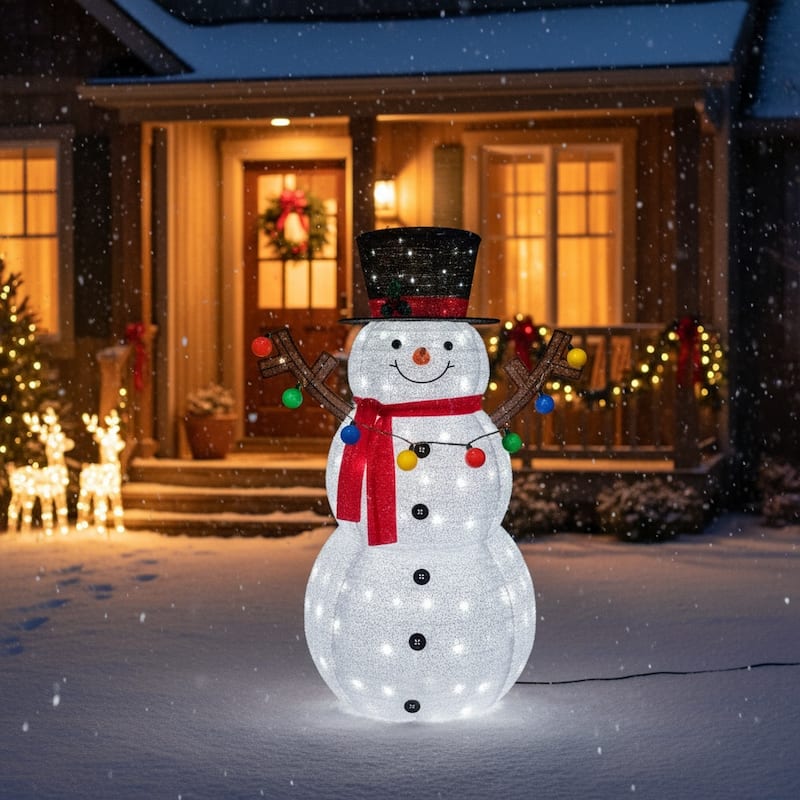 5FT 3-Piece Deer Family Set, 360 LED Lights, Stakes, Zip Ties - White - Multi