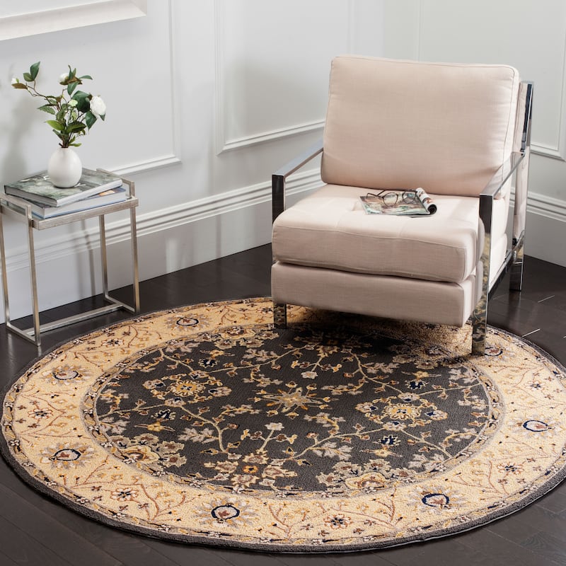 SAFAVIEH, Handmade Easy Care Mariola Oriental Rug - 8' Round - Grey/Cream