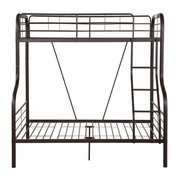 slide 2 of 6, Twin Over Full Bunk Bed with Built-in Ladder Black