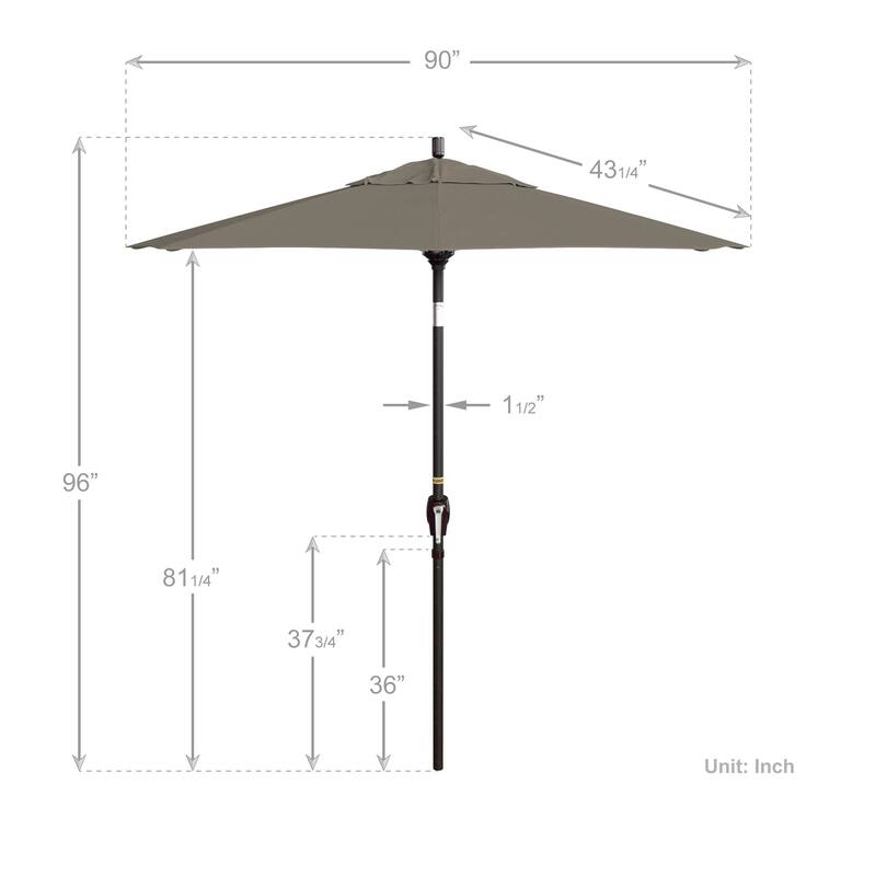 California Umbrella 7.5' Rd. Aluminum Patio Umbrella, Crank Lift with Push Button Tilt, Bronze Finish, Pacifica Fabric