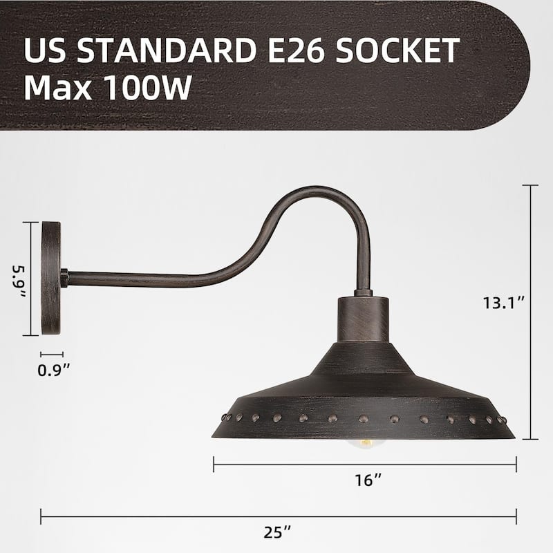 Gooseneck Barn Light, Exterior Wall Sconce(Set of 2)