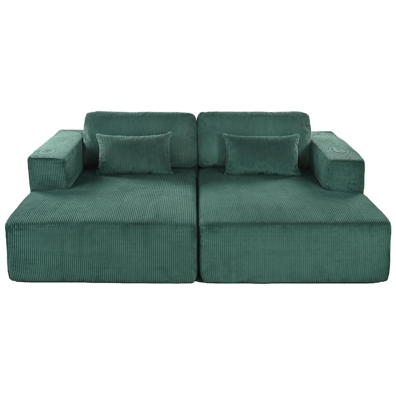 Corduroy Double Sofa Bed with 2 Pillows