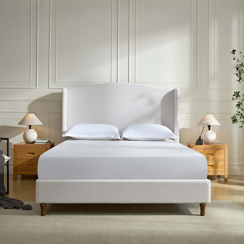 Harper Tall Headboard Upholstered Bed - Hannah-Ivory - Queen