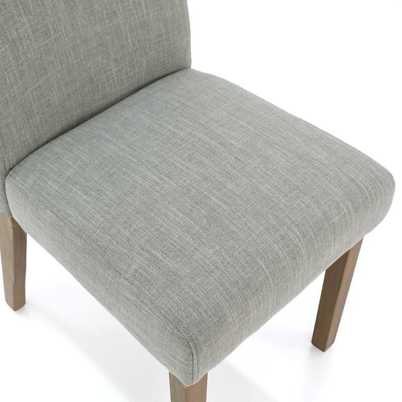 Parsons Dining Chairs with Linen Upholstery and Solid Wood Legs