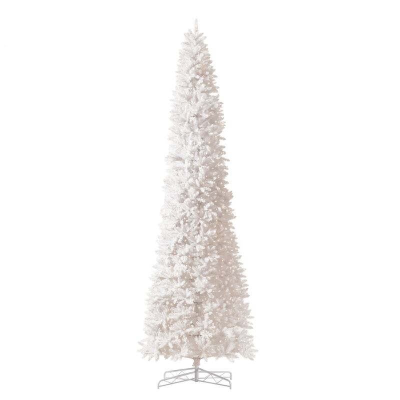 Pre-lit Slim White Artificial Christmas Tree - 13' - Clear LED Lights - over-10-feet