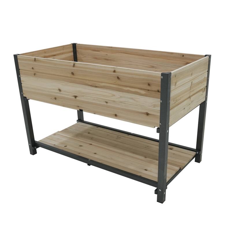 Iron-Wood Combined Growing Beds Multi-Functional Garden Beds with Feet and Storage Racks for Gardens Backyards Terraces