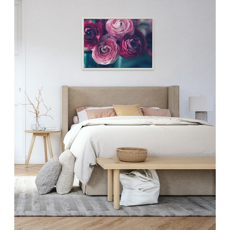 Sylvie Pink Flower Bouquet Framed Canvas Wall Art, Gold 18 x 24
