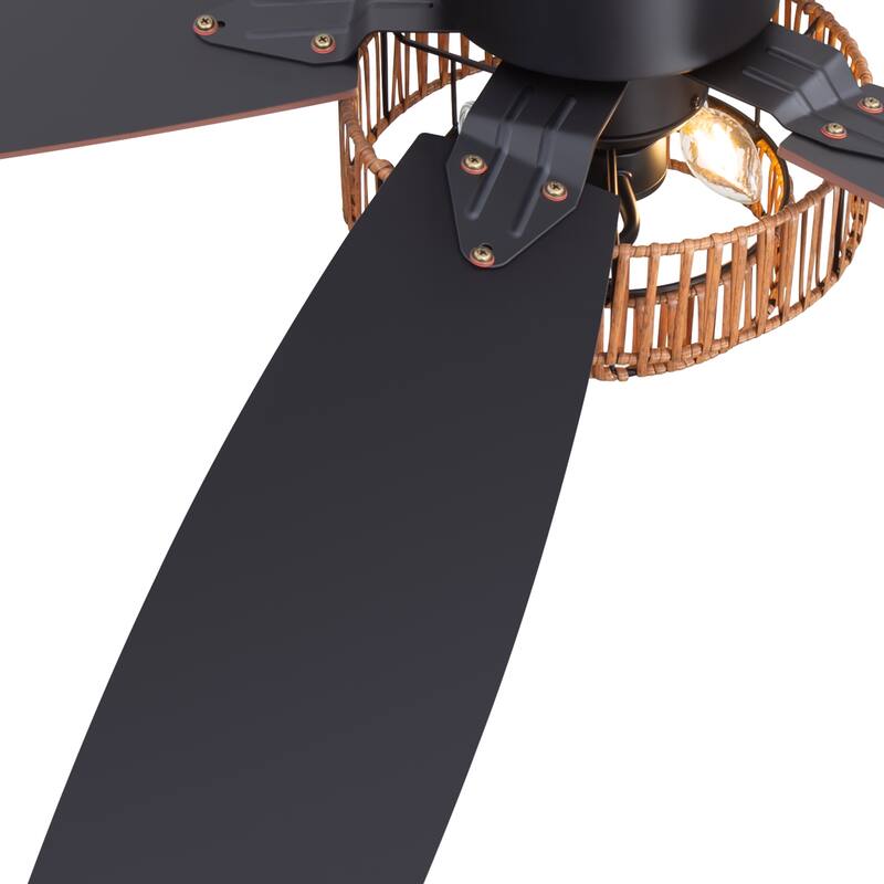 52-inch Farmhouse Ceiling Fan with Light and Remote(5 Reversible Blades）