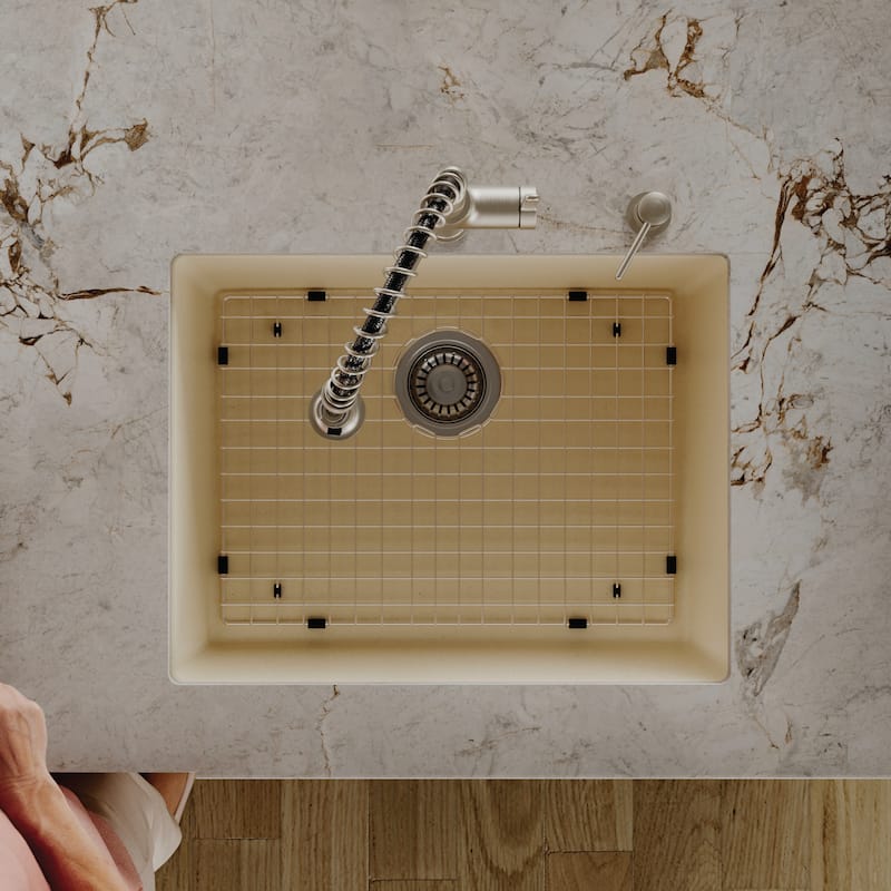 Karran Undermount 24.38 in Single Bowl Quartz Kitchen Sink Kit