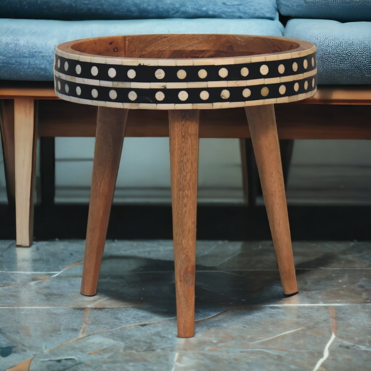 Artisan Furniture Solid Wood Mini Pattern Nordic End Table , Brown