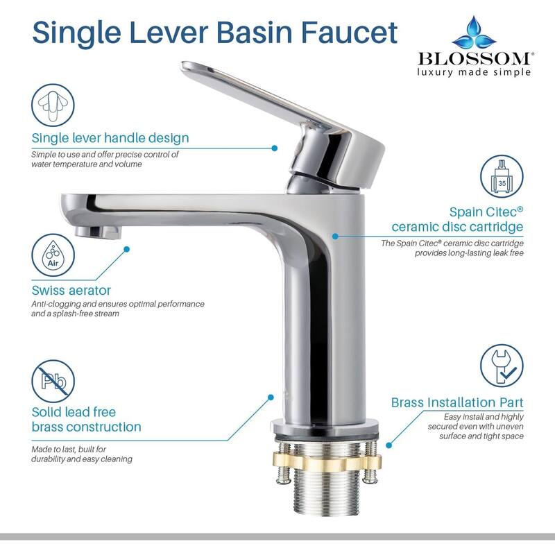Blossom Single Handle Bathroom Sink Faucet Modern Vanity Fixture