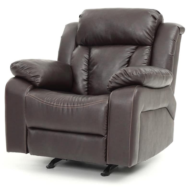 Faux Leather Upholstered Reclining Chair with Padded Arms - 41" - Dark Brown