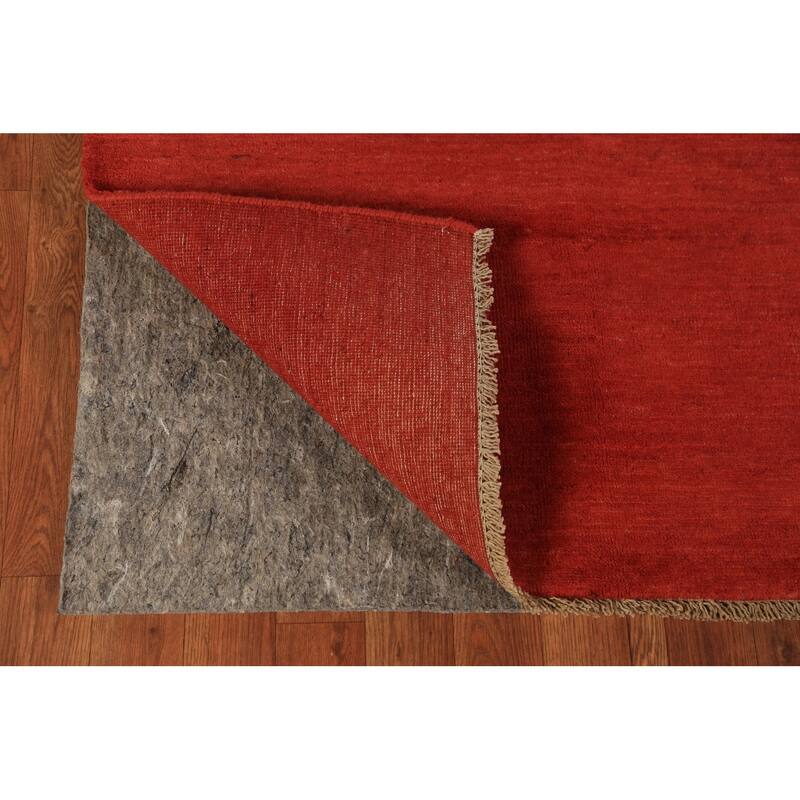 Red Gabbeh Modern Rug Handmade Solid Tribal Wool Carpet - 3'5" x 5'0"