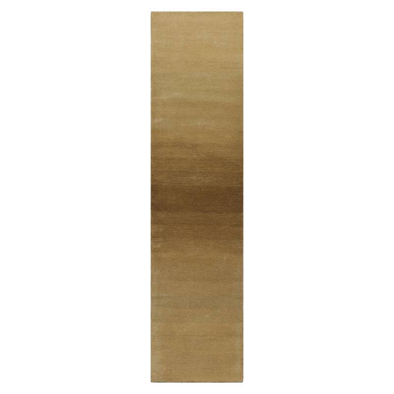 Multi Color Coral Ombre Designer Wool Rug for Modern Interiors - 2' 6'' x 12' - Pistacchio