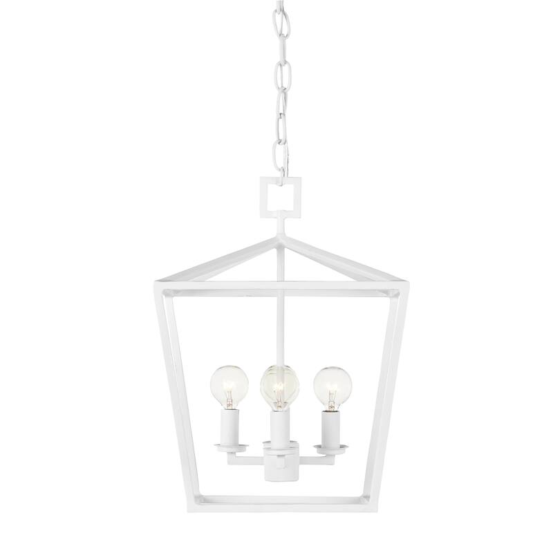 Currey & Company Denison Small White Lantern - 16"h x 12"w x 12"d - 16"h x 12"w x 12"d - Gesso White