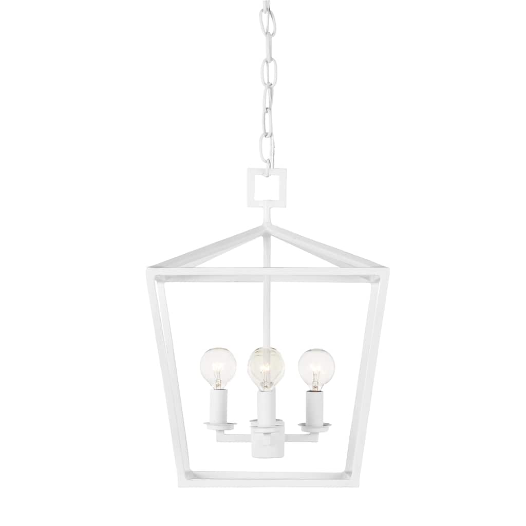 Currey & Company Denison Small White Lantern - 16"h x 12"w x 12"d