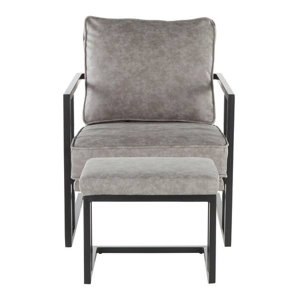 Roman Industrial Faux Leather Lounge Chair Ottoman Set N A Overstock 30689528 Grey