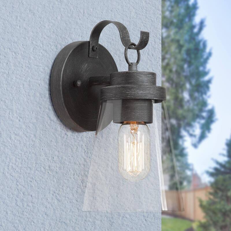 Bern Farmhouse 1-Light Glass Outdoor Wall Sconce Rustic Patio Lantern