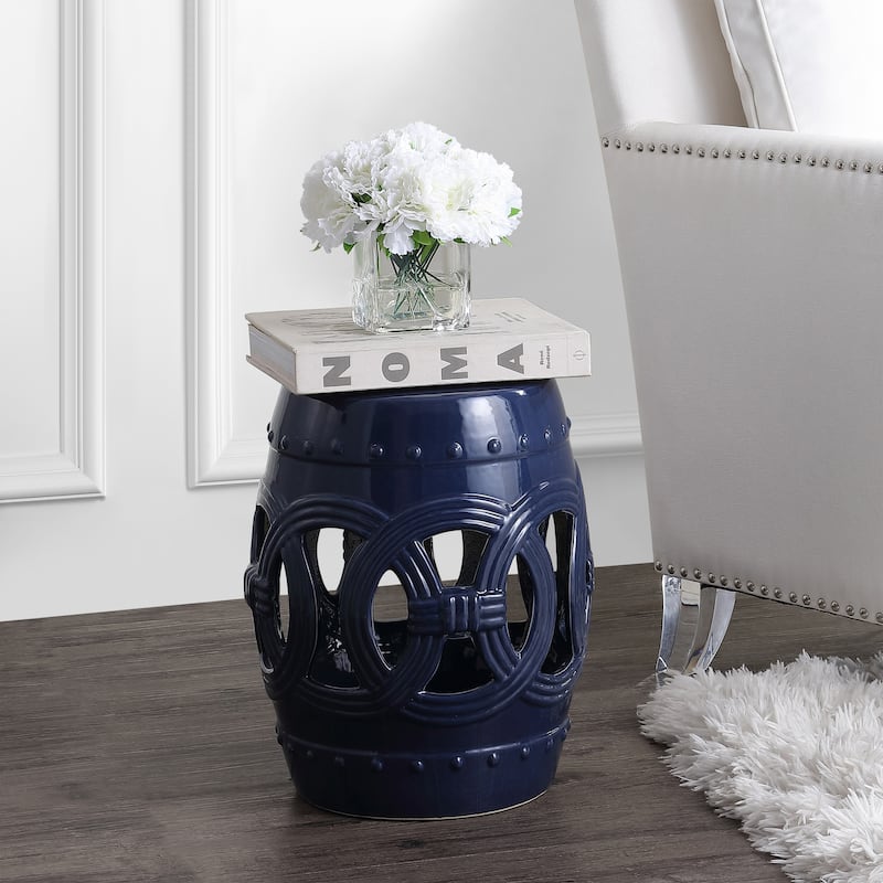 Lucky Coins 16" Chinese Ceramic Drum Garden Stool