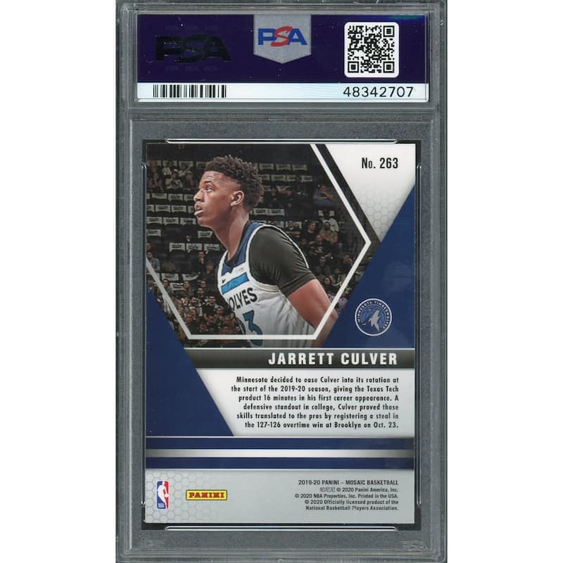 Jarrett Culver Minnesota Timerwolves 2019 Panini Mosaic Basketball Rookie Card RC #263 Graded PSA 10 GEM MINT - 8'6" x 11'6"