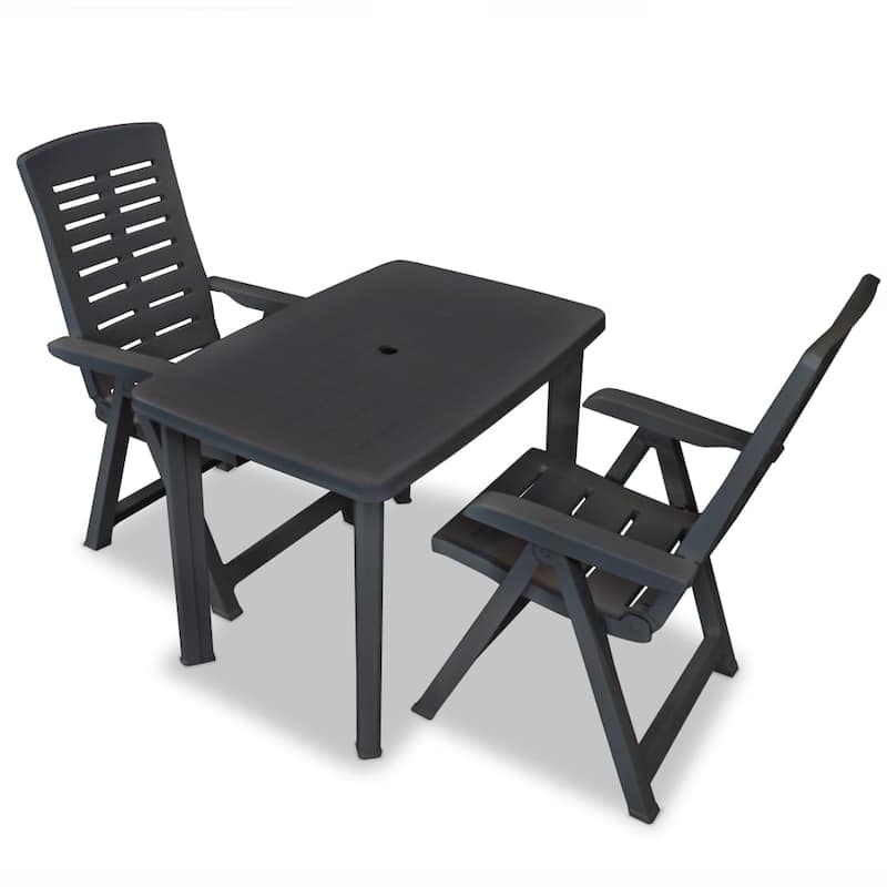 vidaXL Patio Bistro Set Outdoor Furniture Set Patio Table and Chairs Plastic - 39.8" x 26.8" x 28.3"
